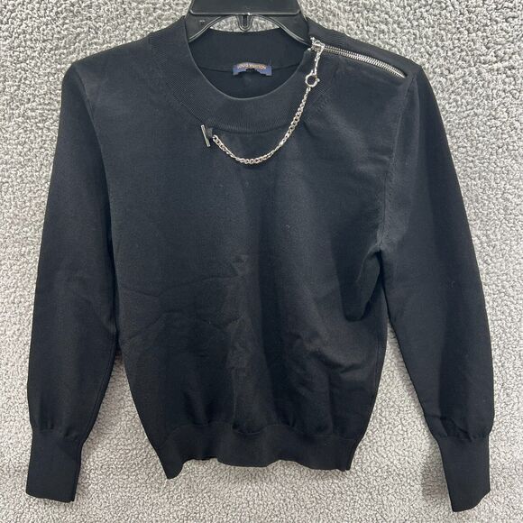Louis Vuitton Uniforms Staff Sweater Silver Tone Chain Detail Black Size Large* - Picture 1 of 11